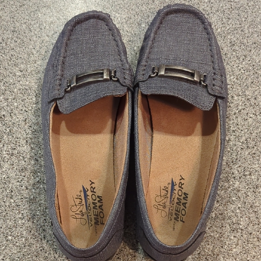 Life Stride Denim Blue Gray Loafers with Memory Foam